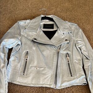 Blank NYC Metallic Silver Leather Jacket
